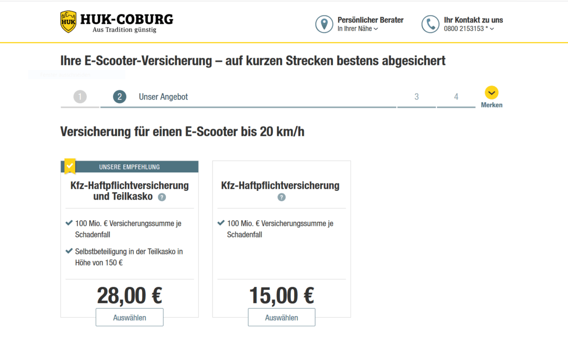 HUK-Coburg E-Scooter Versicherung