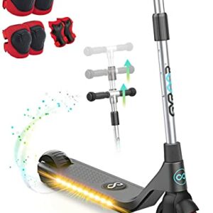 Gyroor H30 Elektro Scooter, Elektroroller Kinder ab 6-12 Jahren, 80W E Scooter mit 6 in 1 Protektoren Set, Bunte LED-Leuchten, 3 Höhenverstellbar,…