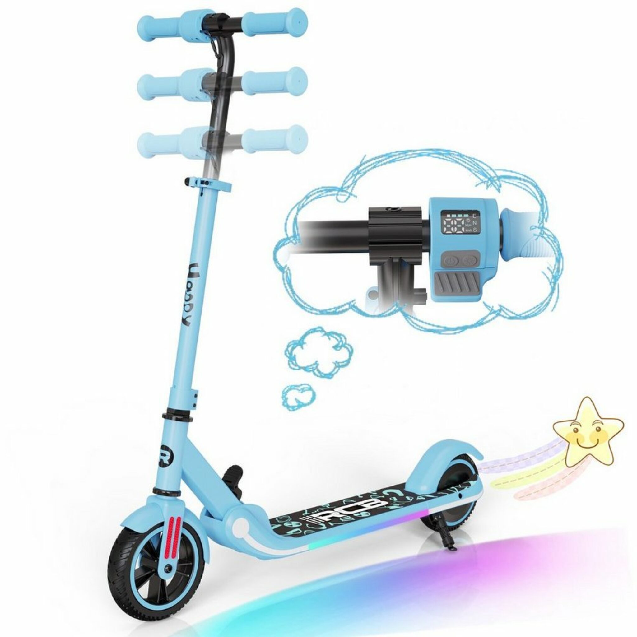 Generisch Scooter Board Per Bambini - Monopattino A Seduta Verde Senza Pedali, 4 Ruote, Gioco Attivo Per Interni/Esterni Dai 3 Anni