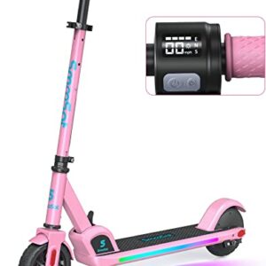 SmooSat E9 PRO Elektroroller für Kinder, mit Bunter Regenbogenlicht, 5 Meilen Reichweite, LED-Anzeige, Einstellbare Geschwindigkeit und Höhe,…