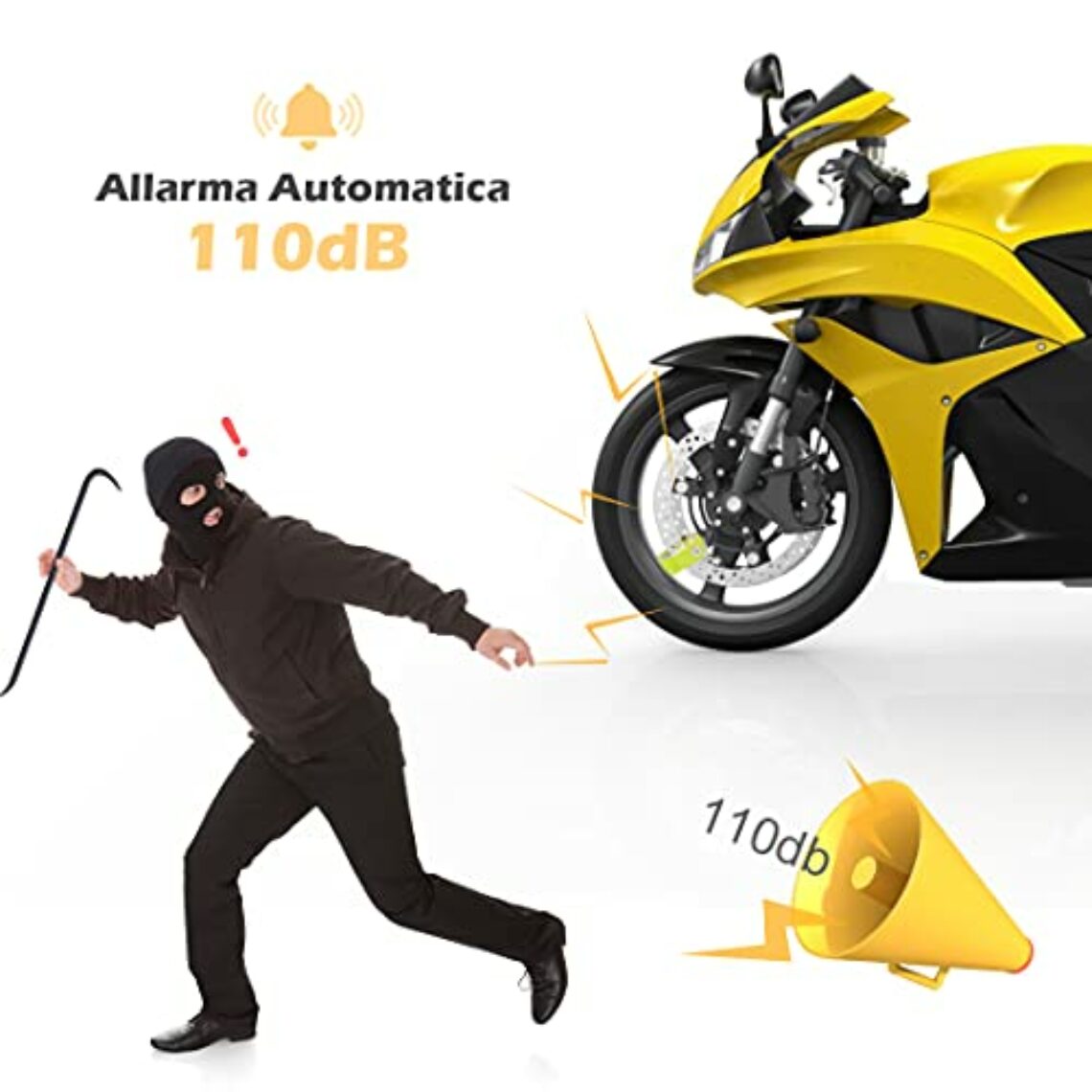 Motorrad-Scheibenschloss, Alarm, Diebstahlschutz, Scheibenschloss
