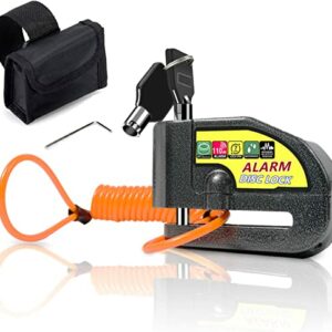 Bremsscheibenschloss, Schloss Scooter, Motorrad Schloss, Fahrrad Alarmanlage 110dB, Bremsschloss mit 1.5m Rückrufkabel und Schlosstasche,…