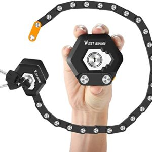ICOCOPRO Faltschloss Hoch Sicherheitsstufe Level Fahrradschloss aus gehärtetem Stahl 85cm Kettenschloss für Mountainbike/Rennrad/BMX/MTB (Schwarz),…