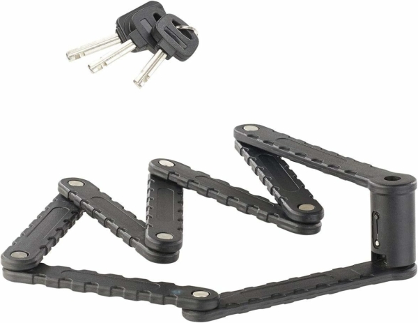 AGT Fahrradfaltschloss: Fahrrad- & Motorrad-Faltschloss, 3,5-mm-Stahl, 97 cm, Rahmenhalterung (E Scooter Schloss)