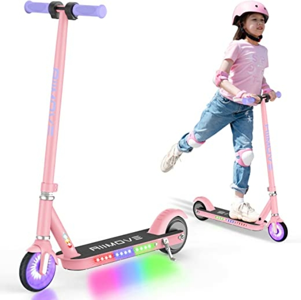 ALLMOVE Elektroroller Kinder 6-12 Jahre,Beleuchtete Räder und Buntem Licht,150W Motor E Scooter Kinder mit Doppelte Bremsen, 5-12km/h, Sichtbarem…