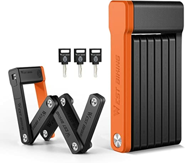 CYCLESPEED Fahrradschloss mit Halterung, Faltschloss Fahrrad 360 drehbarer Schlosskopf, 3 Schlüssel, 8 Gelenke, 63 cm Lang, Faltschlösser 6mm…