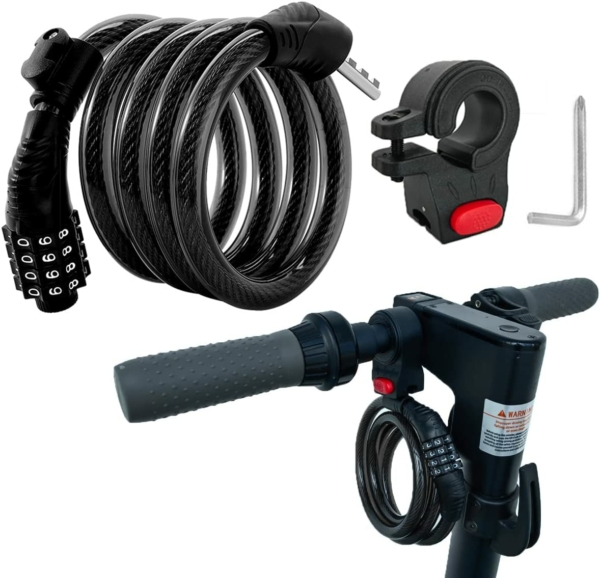 E Roller Schloss,4-stellige Fahrradschloss Kabelschloss Kompatibel für Xiaomi M365/Pro2/Max/ES/GXL Essential Scooter/Fahrrad/Motorrad/Baby…