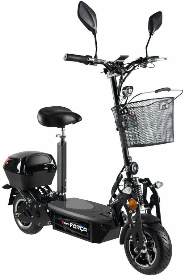 Forca E-Scooter »Camper Basic 20 km/h Safety Plus mit Nabenmotor«, 20 km/h, inkl. Blinker + Gepäck-Case + Lithium-Akku