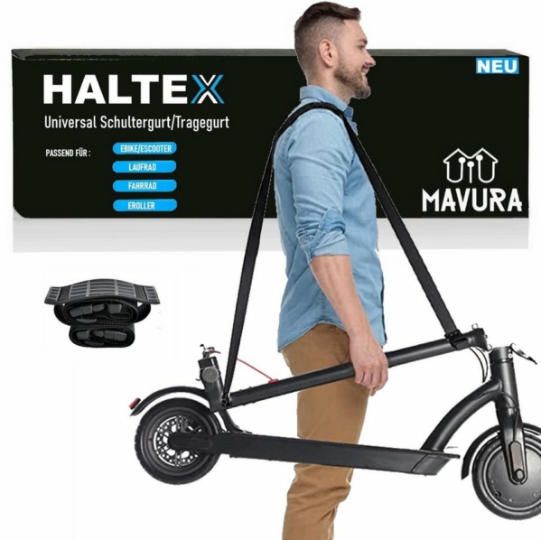 MAVURA Tragegurt »HALTEX Universal Schultergurt Tragegurt Laufrad Scooter Fahrrad«, E-Bike E-Scooter Roller verstellbar mit Schulterpolster